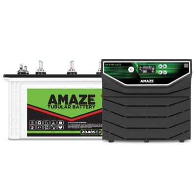 Amaze Inverter & Battery Combo – AN Star 2375+ Pure Sine Wave 2000VA/24V With 2048STJ Short Tubular Jumbo 150AH Battery for Home, Office & Shops